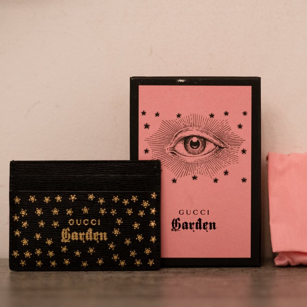 Gucci Gardens Black Leather Card Case SUPER RARE